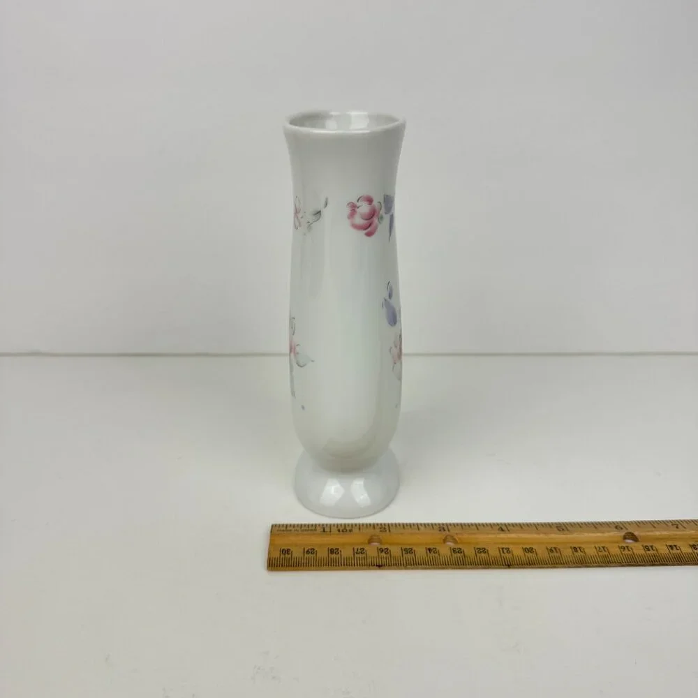 Vtg‎ 90s Especially for you FTD Flower Vase White Pastel Floral Image 6.5in tall
